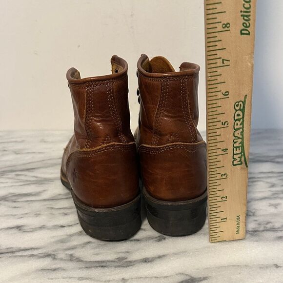 Frye and company  cognac brown leather lace up ankle booties main image 11
